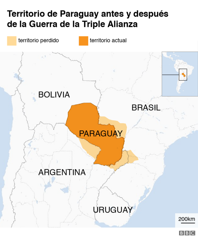 Territorio de Paraguay antes y después de la Guerra de la Triple Alianza