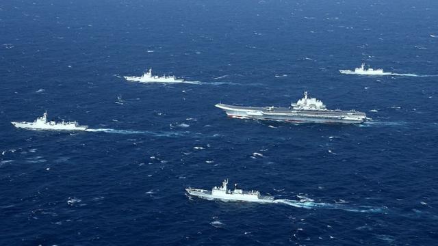 北京認為，南海是其領海的重要組成部分（圖為中國海軍編隊2017年1月2日航拍資料照片）。