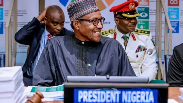 President Muhammadu Buhari for UNGA inside New York on Sept. 24, 2019.