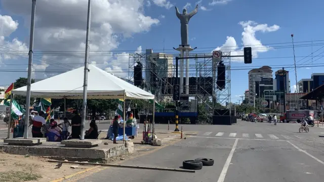 Así lucía este martes la zona cercana al epicentro de las movilizaciones en Santa Cruz.