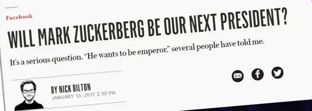 گمانه‌زنی‌هایی مبنی بر نامزدی آقای زاکربرگ در انتخابات ریاست‌جمهوری وجود داشت