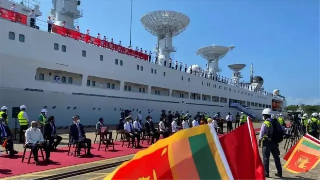 હંબનટોટામાં ચાઇનીઝ જહાજનું સ્વાગત