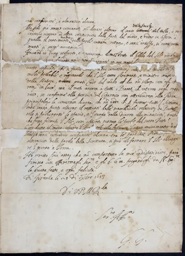 Carta manuscritasite de aposta de csgoGalileu Galilei (1564-1642) a Benedetto Castelli, datadasite de aposta de csgo1613