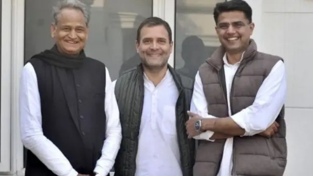 అశోక్ గెహ్లాత్, సచిన్ పైలెట్‌తో రాహుల్ గాంధీ