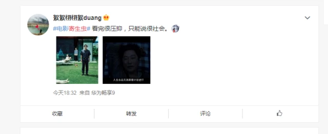 기생충 웨이보 반응