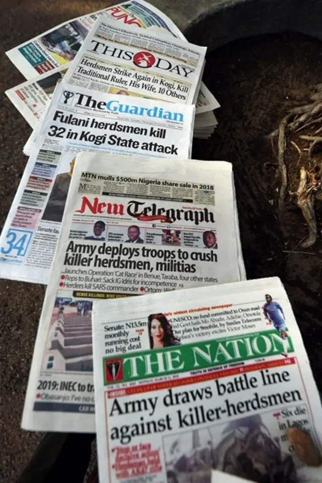 Nigeria newspapers dey ground