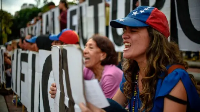 Protesta de la oposición en Venezuela.