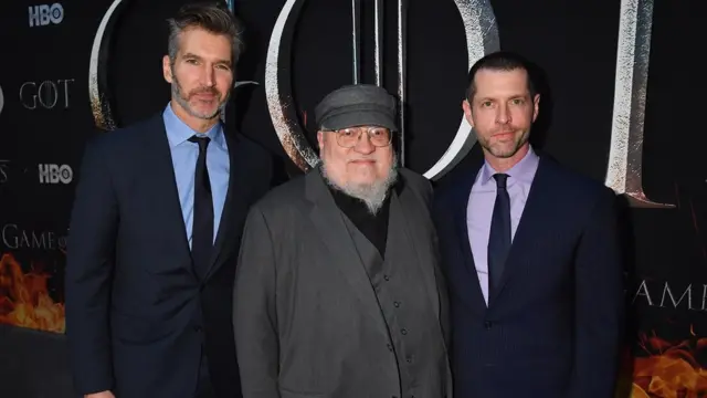 David Benioff, George R. R. Martin e D.B Weissbetmotion.com.brum eventobetmotion.com.br'Game Of Thrones'