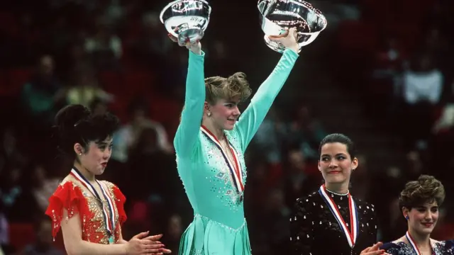 Harding e Kerrigan no pódio em 1991