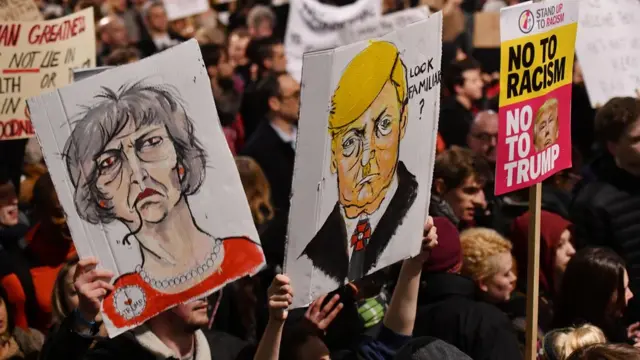 London, protes, Inggris, Trump