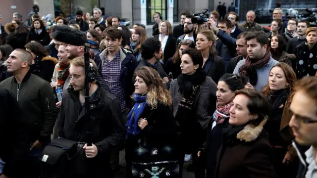 Protesta de trabajadores de Canal+