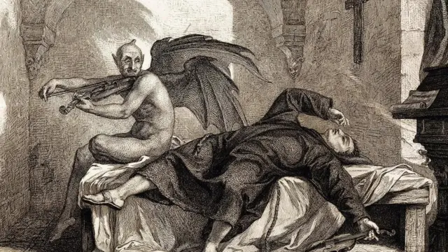 Un grabado en el que aparece un demonio atacando a una persona dormida