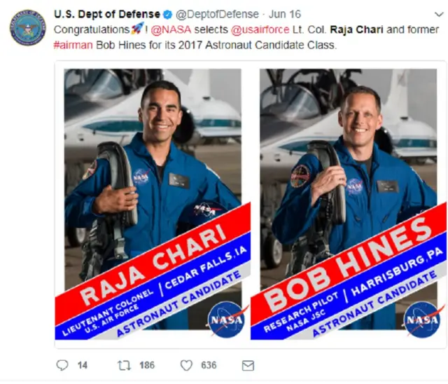 राजा चारी, नासा