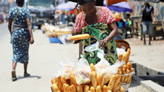 A bread seller at a market in Kinshasa, DR Congo - Saturday 28 March 2020