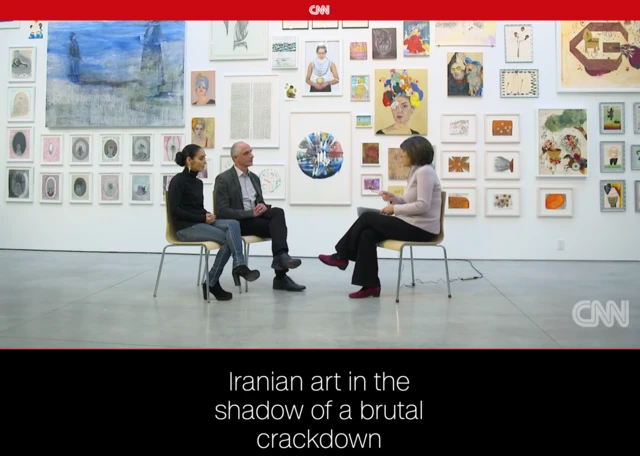 کریستین امانپور (راست) در سی‌ان‌ان با شبرین نشاط و هادی قائمی گفتگو کرده و از آنها درباره اعتراضات ایران پرسیده