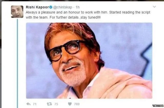 رشی کپور کا ٹوئٹر پر پیغام