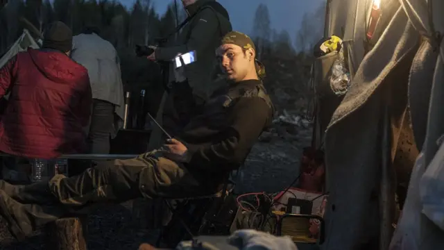 Палаточный лагерь у стройки полигона в Шиесе