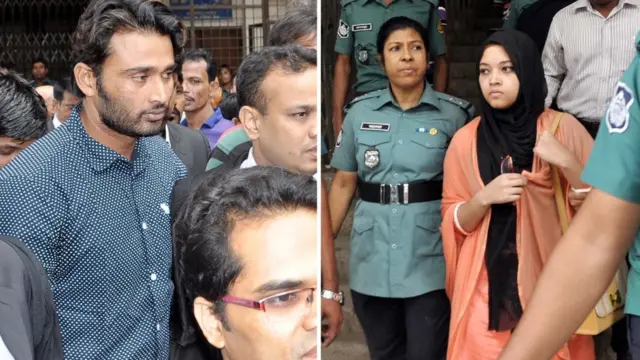 খালাস পাবার পর আদালত ছেড়ে যাচ্ছেন ক্রিকেটার শাহাদাত ও তাঁর স্ত্রী