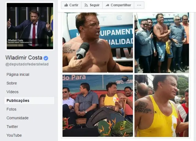 Postagem na página do deputado no Facebook