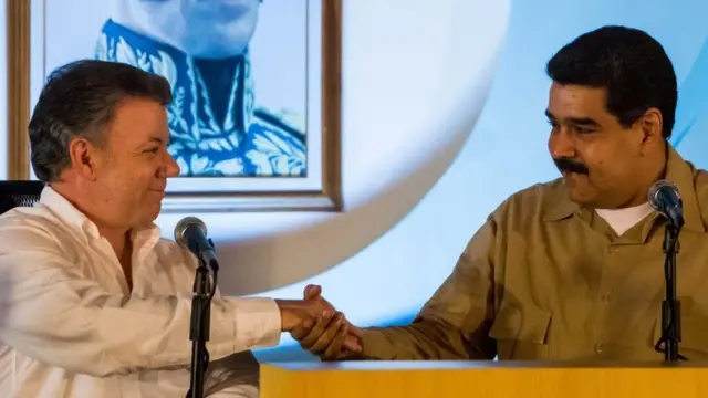 Santos y Maduro se reunieron en la localidad venezolana de Puerto Ordaz.