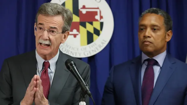 Генеральный прокурор округа Колумбия Карл Расин и его коллега из штата Мэриленд Брайан Фрош