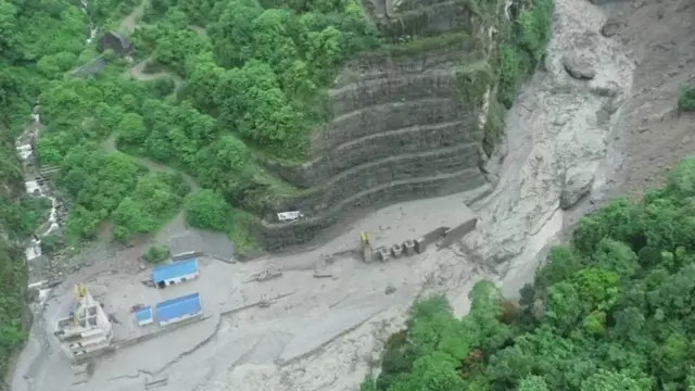 ड्रोनबाट लिइएको मेलम्ची आयोजना अन्तर्गतको हेडवर्क्स भएको स्थानको तस्बिर