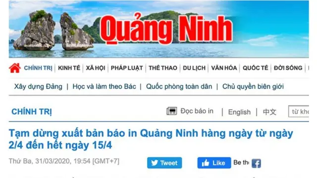 Báo Quảng Ninh tạm ngưng xuất bản báo in do ảnh hưởng dịch Covid-19