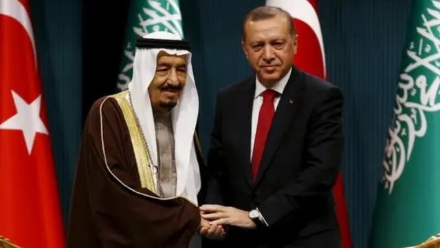 সৌদি বাদশাহ সালমানের সাথে তুর্কী প্রেসিডেন্ট এরদোয়ান।