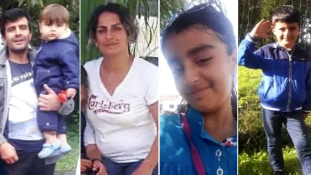 رسول-إيران نجاد، البالغ من العمر 35 عاما، وشيفا محمد بناهي، البالغة من العمر 35 عاما، وأنيتا، تسعة أعوام، وأرمين، ستة أعوام