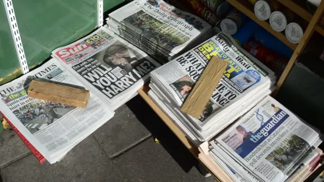 Newspapers featuring Harry and Meghan