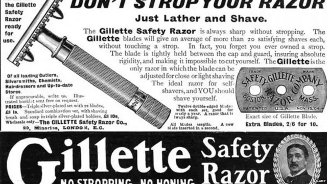 जिलेटच्या रेजर आणि ब्लेडची जुनी जाहिरात