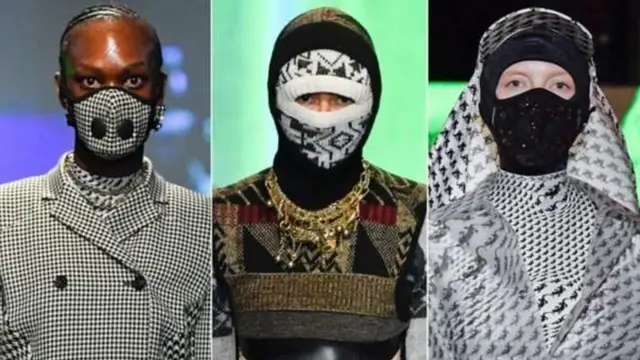 ਪੈਰਿਸ ਫ਼ੈਸ਼ਨ ਵੀਕ ਵਿੱਚ ਪੋਸ਼ਾਕ ਨਾ ਮੇਲ ਖਾਂਦੇ ਮਾਸਕ ਪਾ ਕੇ ਤੁਰਦੇ ਮਾਡਲ