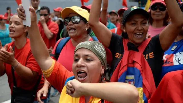 Manifestantes a favor del gobierno