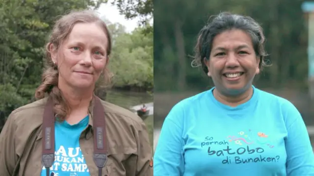 Danielle Kreb, peneliti Yayasan Konservasi RASI dan Karnila Willard, dosen dan peneliti STT Migas Balikpapan.