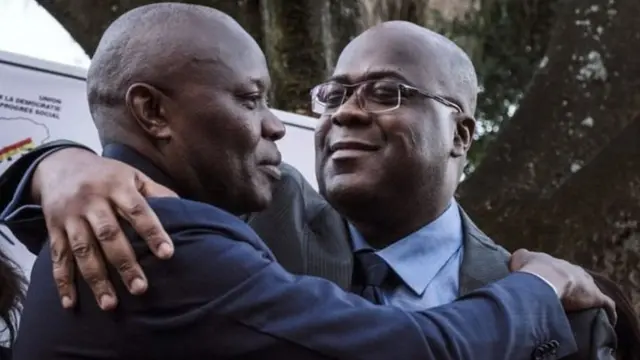 Vital Kamerhe (kushoto) na Felix Tshisekedi