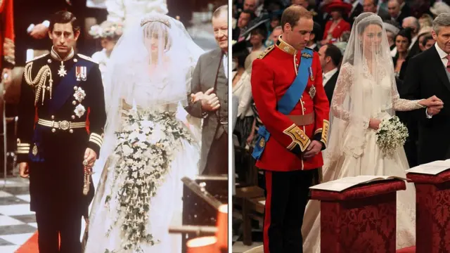 Свадебные фотографии Чарльза и Дианы и Уильяма и Кейт