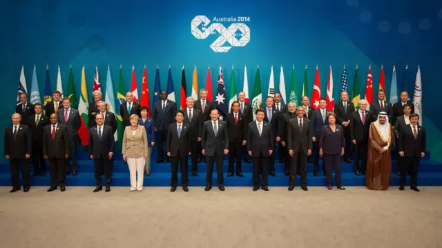 Imagem de um encontro do G20, em 2014, na Austrália, com a presença da então presidente Dilma Rousseff