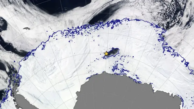 Imagem mostrando a localização da abertura na Antartica