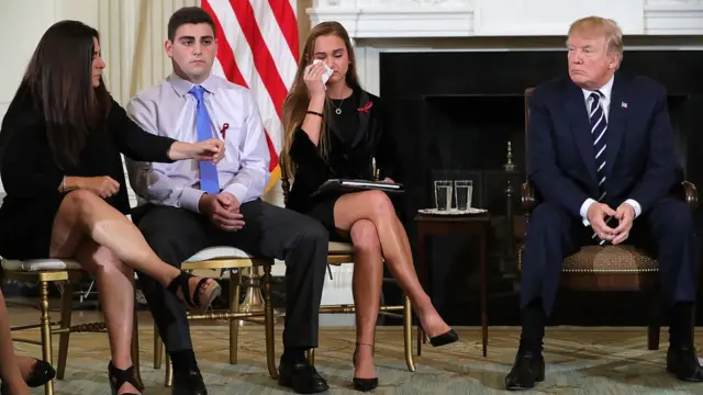 Trump con supervivientes de la masacre de Parkland.