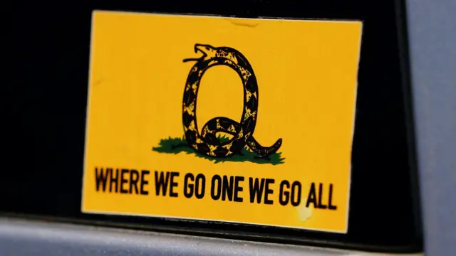 A sticker that references the QAnon slogan is seen on a truck that participated in a caravan convoy in Adairsville, Georgia, U.S. September 5, 2020