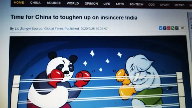চীনা কম্যুনিস্ট পার্টির মুখপাত্র হিসাবে পরিচিত গ্লোবাল টাইমসে ভারতের বিরুদ্ধে শক্ত অবস্থান চেয়ে একটি উপ-সম্পাদকীয়, ২৬ সেপ্টেম্বর