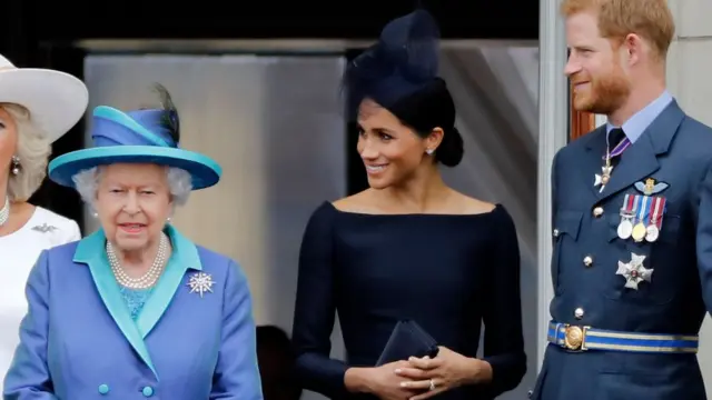Reina Isabel II, Meghan Markle y Harry