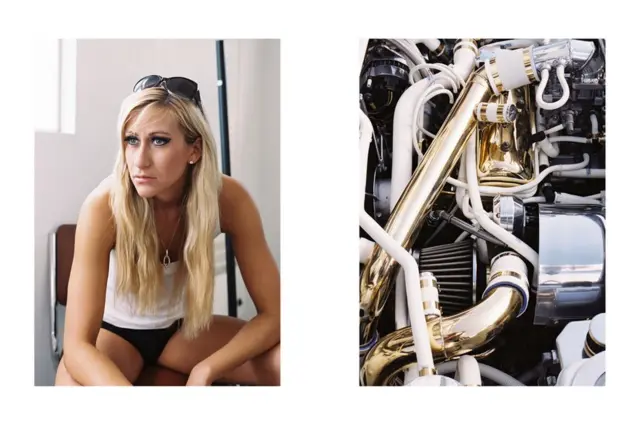 A woman next to shiny machinery