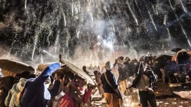 Tazaungdaing Lighting Festival at Taunggyi in Myanmar