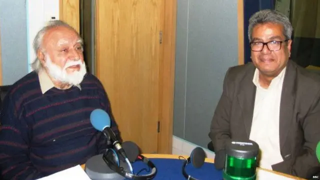 बीबीसी के स्टूडियो में रेहान फ़ज़ल के साथ राहुल सिंह