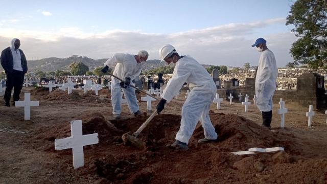 Похороны умерших от ковида в Бразилии