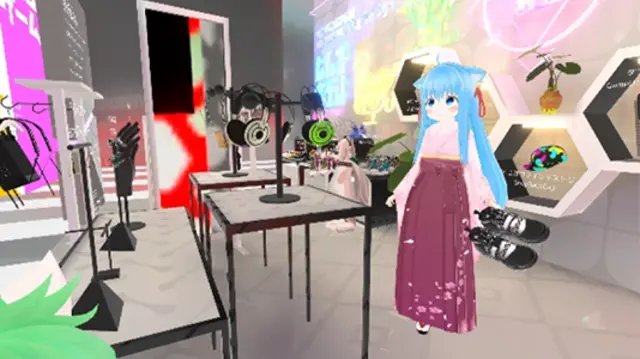 بازدیدکنندگان نمایشگاه می‌توانند برای شخصیت‌های مجازی خود لباس بخرند