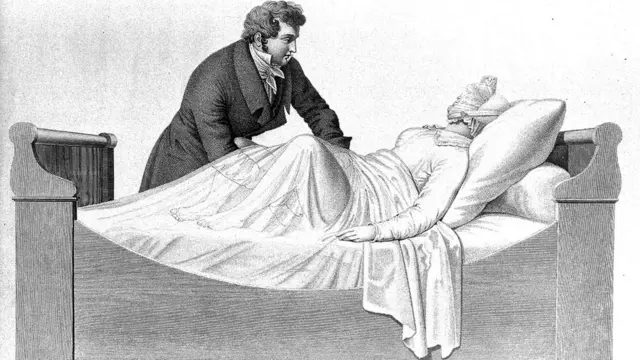 Examen de la vagina en posición vertical, 1825