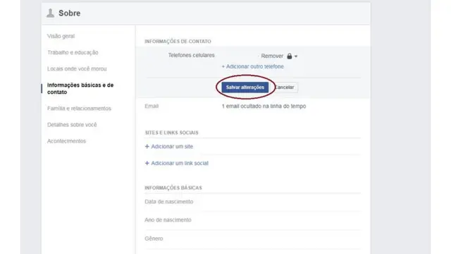 Capturano betanotelano betanoconfigurações do Facebook