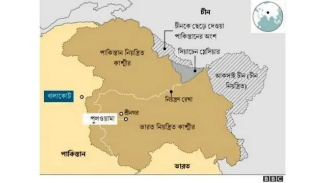 কাশ্মীর এখন ভারত ও পাকিস্তান-নিয়ন্ত্রিত দুটি অঞ্চলে বিভক্ত